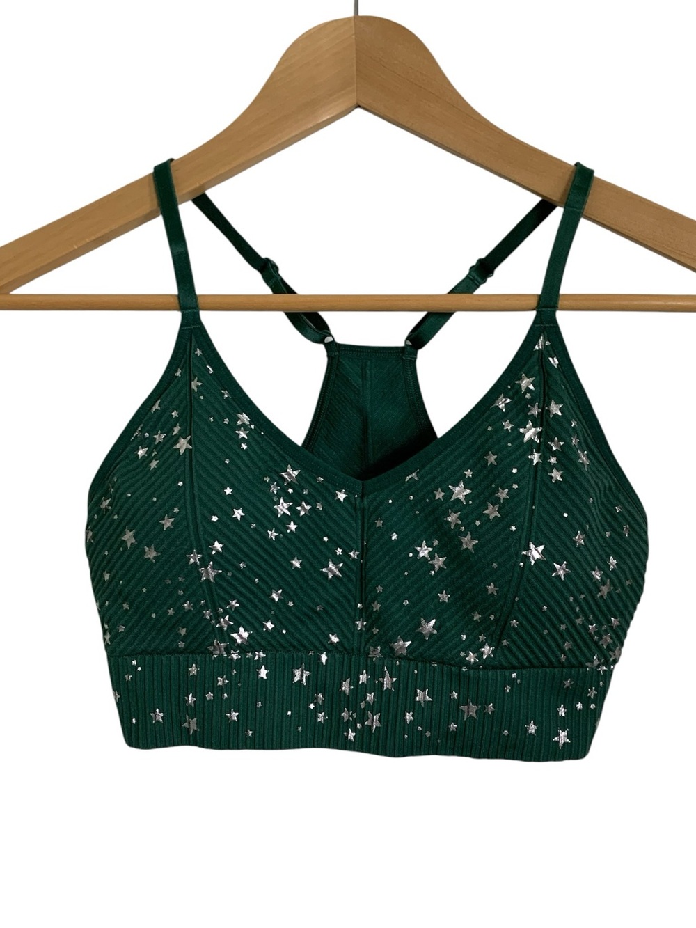 Victoria’s Secret Active Green Silver Metallic Star Bra